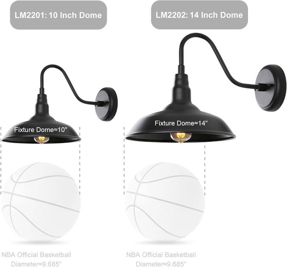 Black Gooseneck Barn Light for Farmhouse 10 Inch Dome Exterior Lights Fixture...
