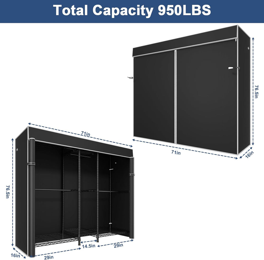 Ulif E12C Pro Heavy Duty Closet Organizer System,Freestanding Clothing Rack, ...