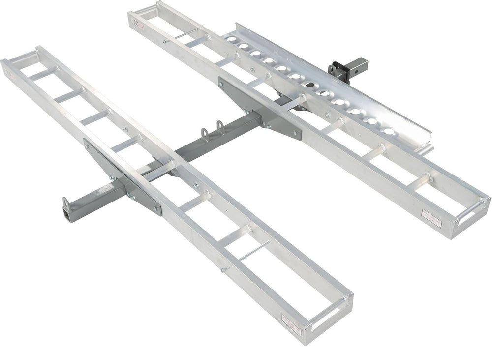 Black Widow Double Motorcycle Bike Hitch Carrier, Loading Ramp, 600 lb Cap
