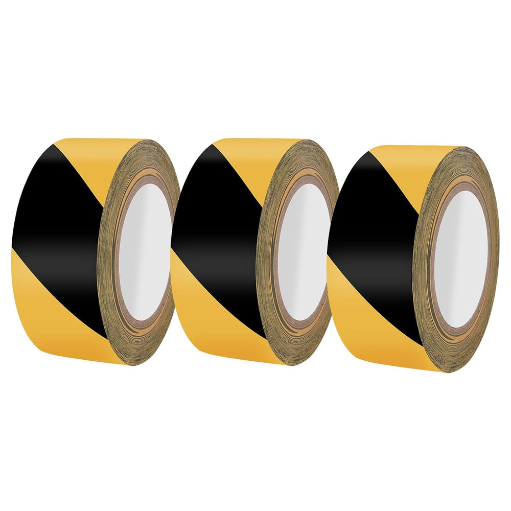 3 Roll 2" x 164FT Black & Yellow Caution Tape, Strong Adhesive Floor...