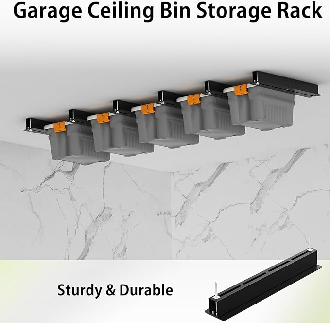 Overhead Garage Storage Rack, Heavy Duty Ceiling Storage Rack, Powder Coated ...
