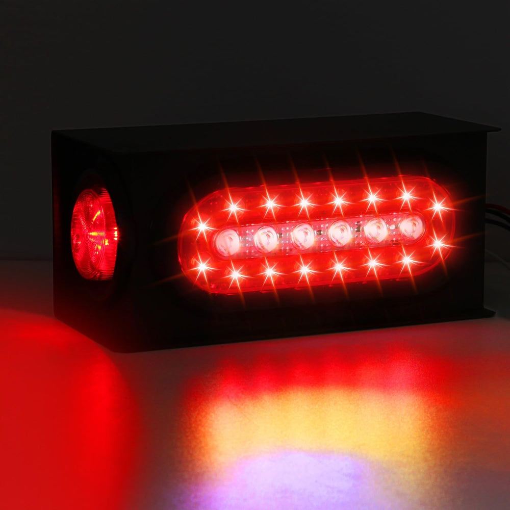 2Pcs Trailer Lights Steel Boxes Housing Kit 6inch&2inch marker Tail Lights