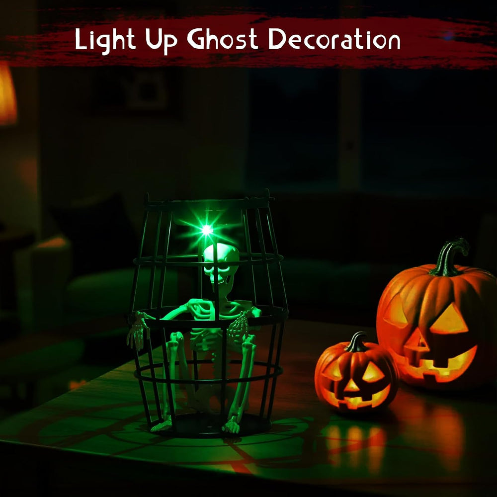 Scary Solar Halloween Decorations Hanging Ghost Skeleton Set of 2