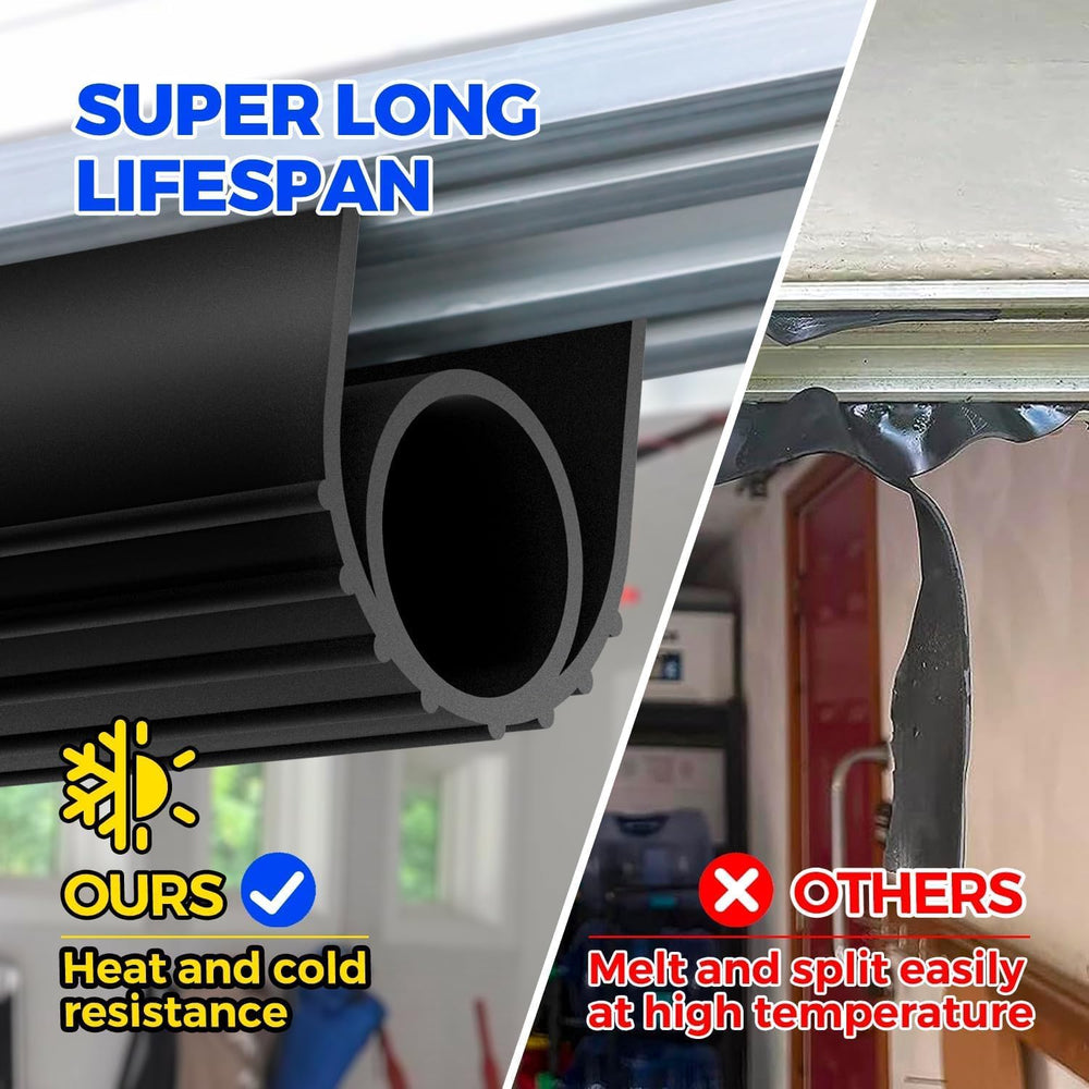 Holikme Garage Door Bottom Seal, EPDM Rubber Weather Stripping 22Ft Black