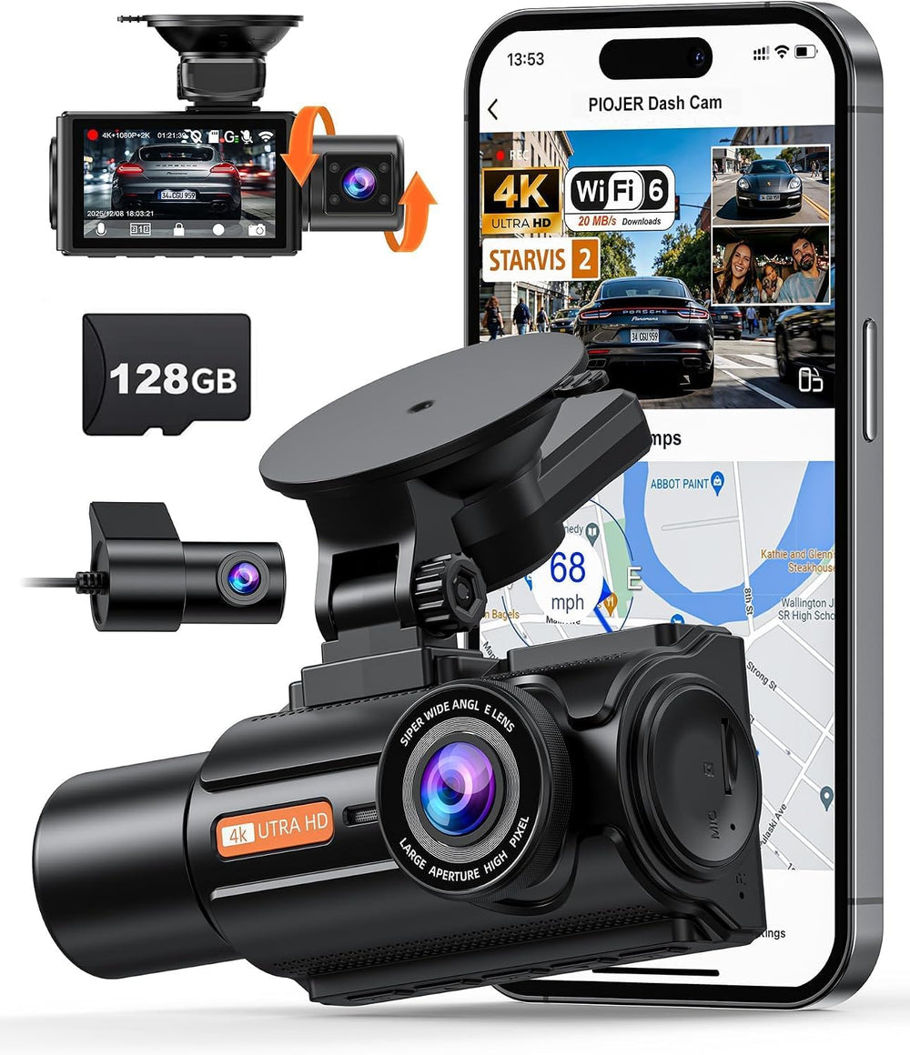3 Channel Dash Cam Front 4K Rear 2K Inside 1080P, STARVIS 2 Car Camera with 1...