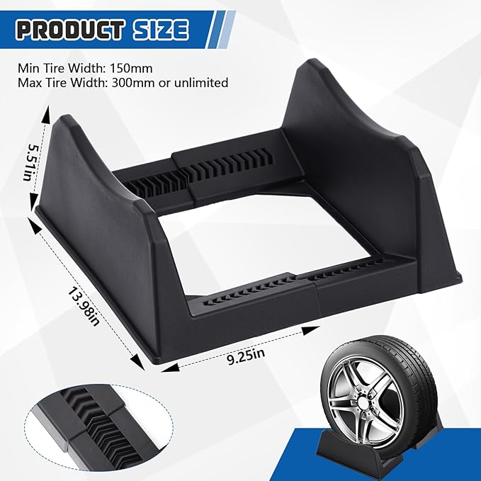 2 Pcs Car Tire Display Stand Wheel Display Rack Adjustable Width Rim Storage