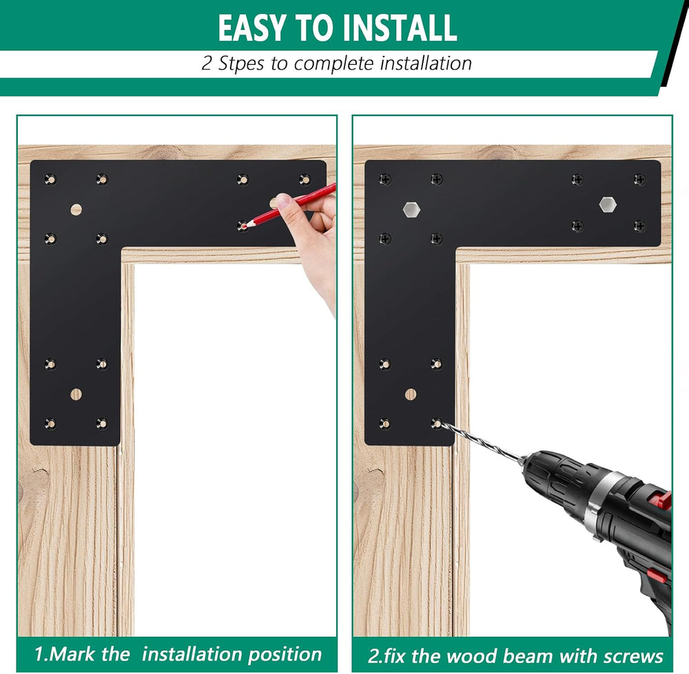 Pergola Flat Brackets 10" x 10",L-Shape Straight Joining Brackets f...