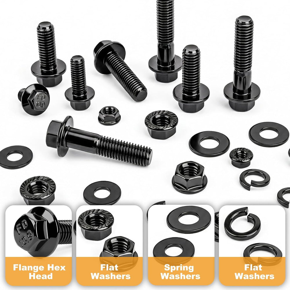 Vigrue 452PCS Metric Flange Nuts and Bolts Assortment kit, M6x1.0, M8x1.25, M...