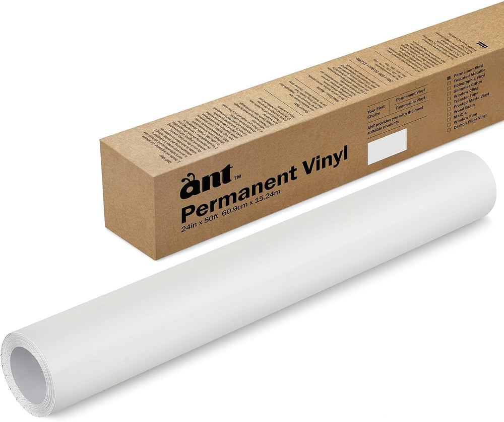 ANT Matte White, 24" x 50โ, Permanent Vinyl Roll, Adhesive Vinyl Roll, f...
