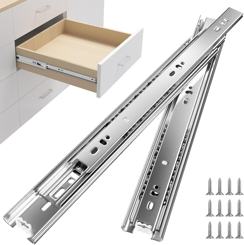 Homdiy 14 Inch Heavy Duty Drawer Slides Side Mount 100 LB Capacity, 4 Pairs