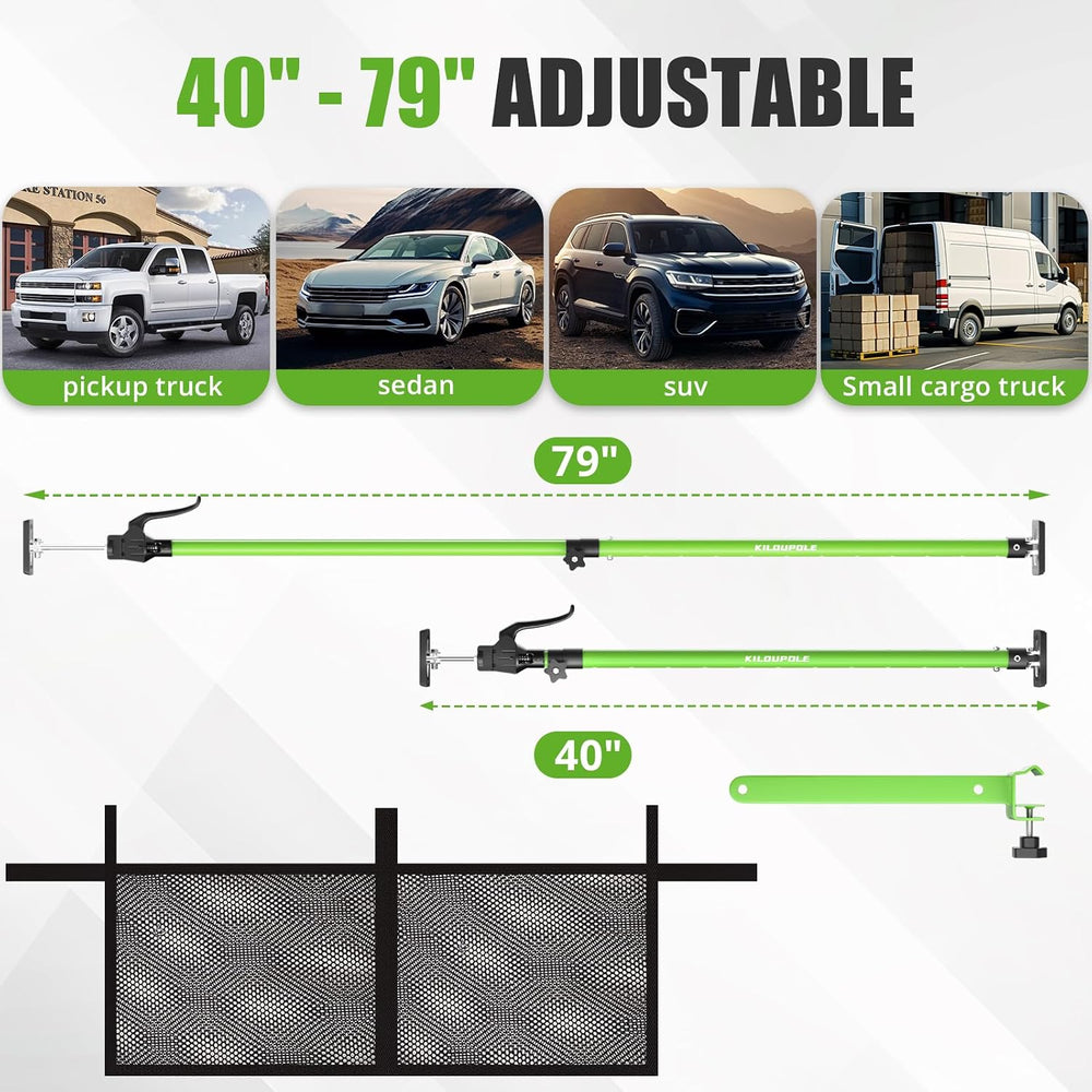 KILOUPOLE Adjustable Cargo Bars, 40" to 79" Non-Slip Truck Bed Divi...