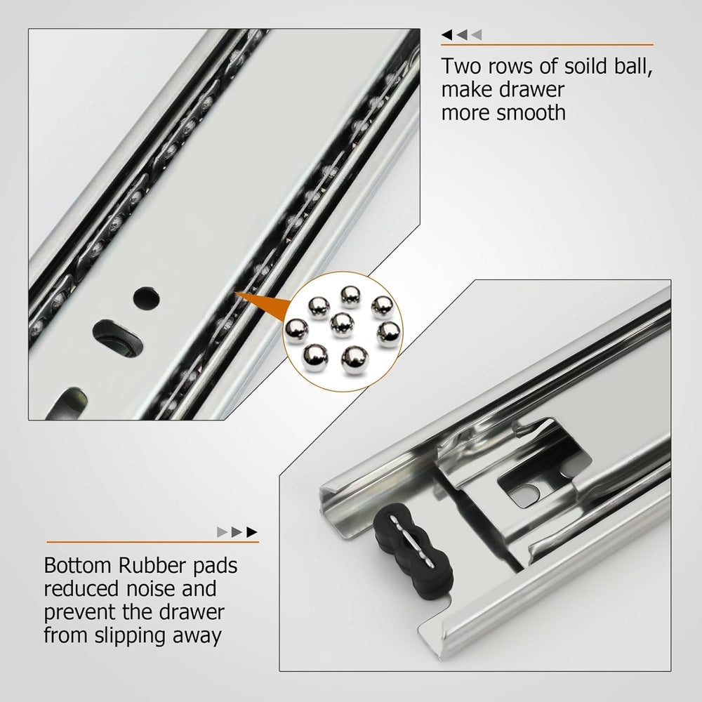LONTAN 6 Pairs Drawer Slides 12 Inch Heavy Duty Side Mount 100 LB Capacity
