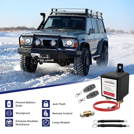 Side Post Remote Battery Disconnect Switch 12V, 250A Negative Battery Cut Off