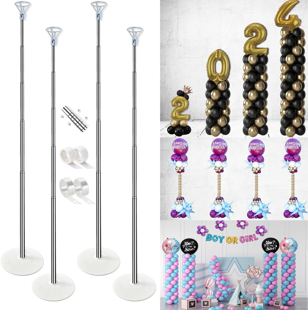 Balloon Column Stand Kit Set of 4, 7ft Height Adjustable Balloon Arch Kit wit...