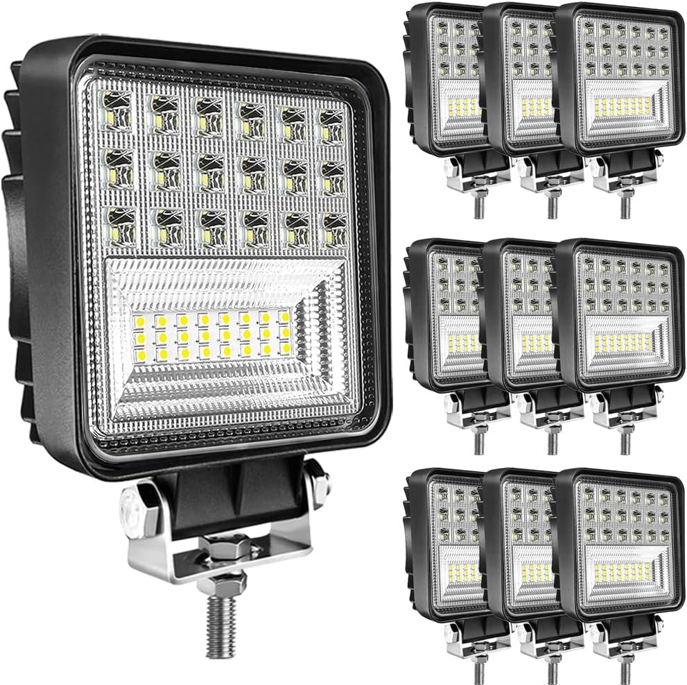 LED Pod Lights 4.5IN 126W Tractor Work Lights Spot&Flood Combo Beam Off R...