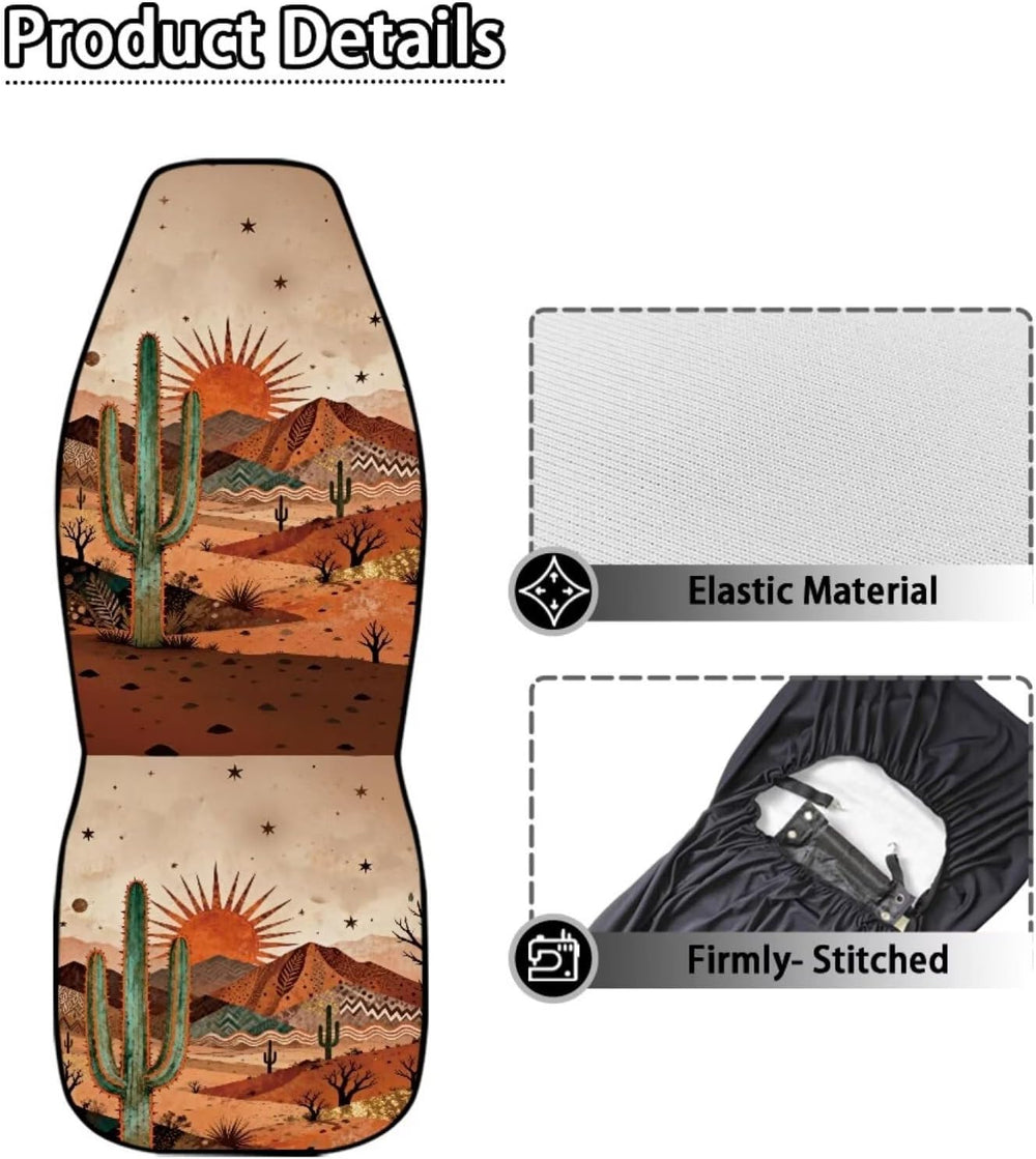 BIGCARJOB Desert Cactus Car Seat Cover Full Set Universal Car Interior Access...