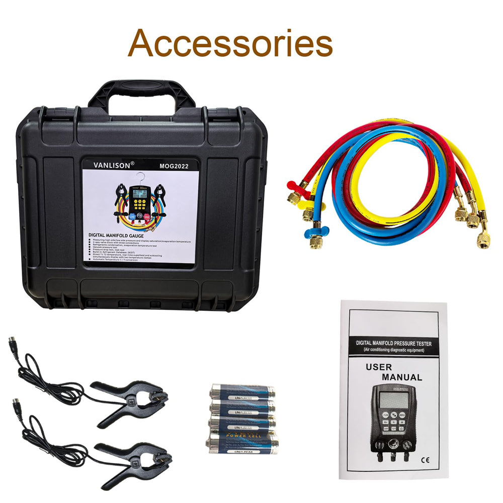 Pro-Grade Digital Manifold Gauge Set – HVAC Gauges AC Refrigerant Diagnostic ...