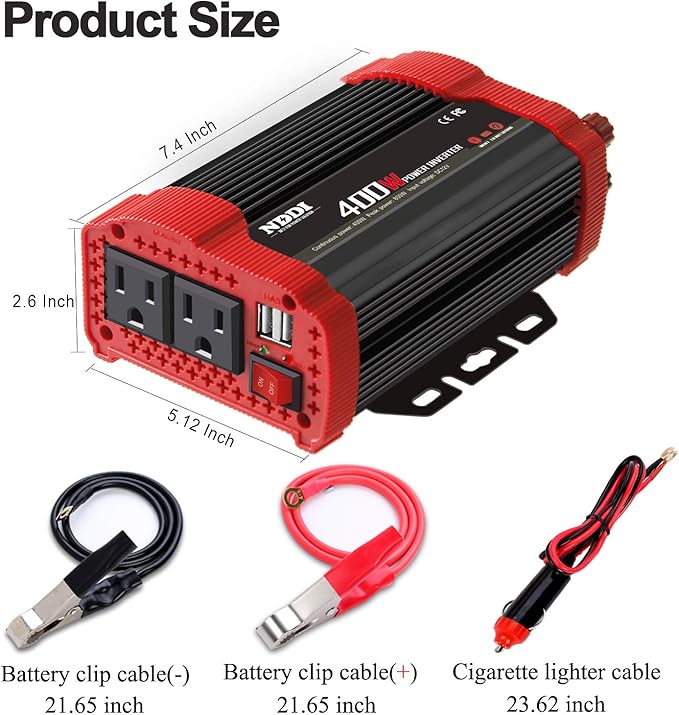 400W Car Power Inverter, DC 12V to 110V AC Converter