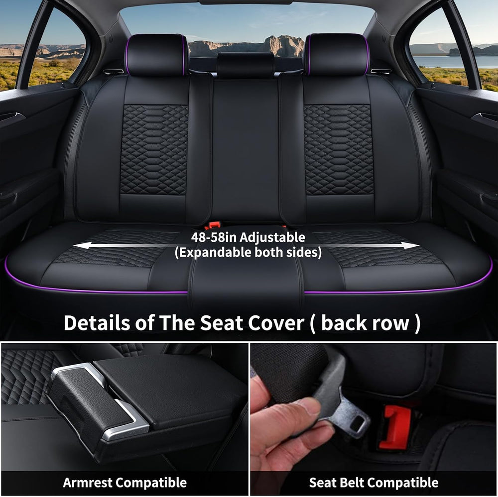 Coverado Leather Seat Covers, Car Seat Covers Full Set, Nappa Leather Seat Co...
