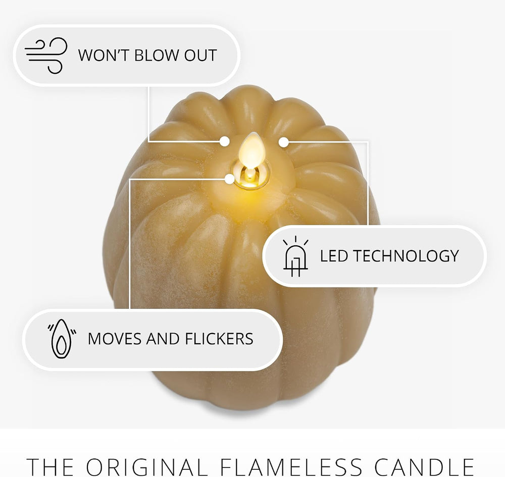 Luminara Flickering Flameless Harvest Gold Pumpkin Candle, Battery Operated P...
