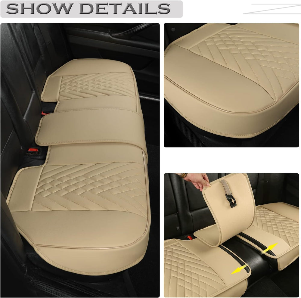 GIANT PANDA Premium PU Leather Rear Car Seat Cover Protector, Luxury Adjustab...