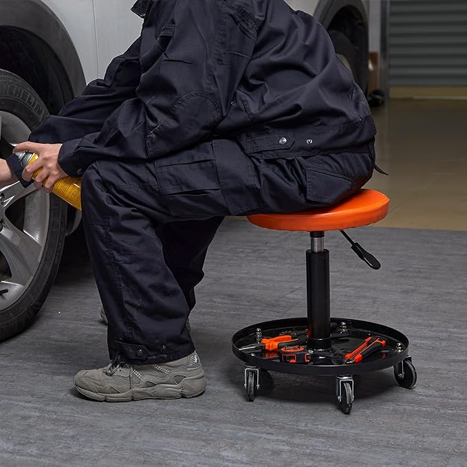 VEVOR Mechanic Stool, 250 LBS Rolling Pneumatic Creeper Garage/Shop Seat