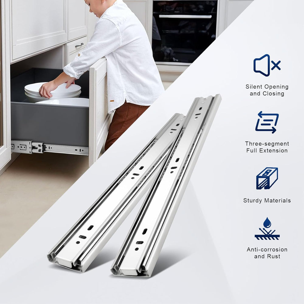 Probrico 10 Pairs 22 Inch Soft Close Drawer Slides, Ball Bearing Full Extensi...