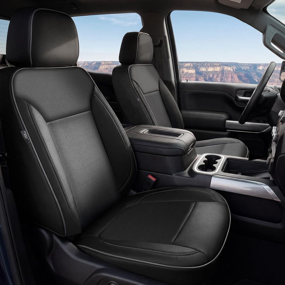 Custom Seat Covers for Silverado, Waterproof Nappa Leather Full Set Seatcover...