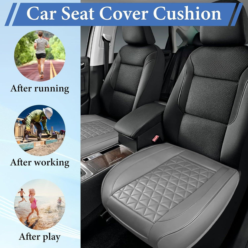 2PCS Bottom Seat Covers for Cars, Black Leather Front Seat Covers