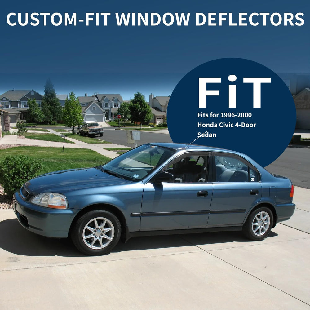 4PCS Rain Guards Window Visors Wind Deflector Fits for 1996-2000 Honda Civic ...