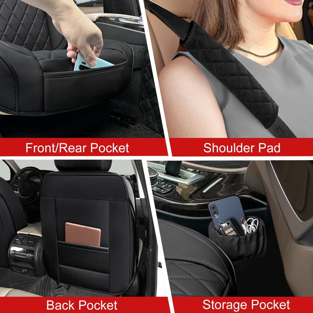 2 Pack Waterproof Full Surround Leather Car Seat Covers Full Set