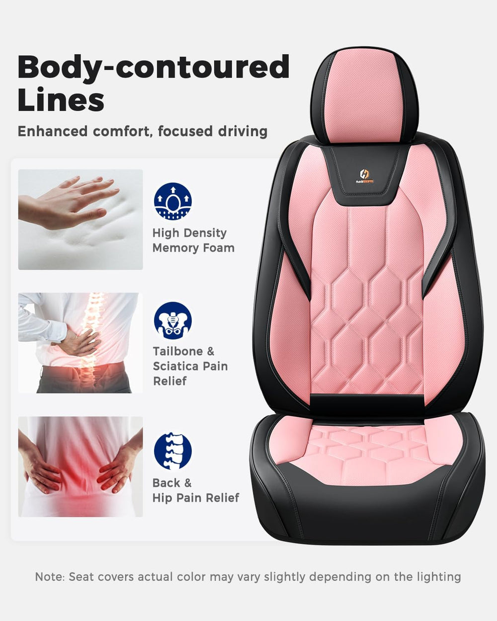 Huidasource Car Seat Covers, Universal Fit for Cars SUVs Trucks, Black&Pink