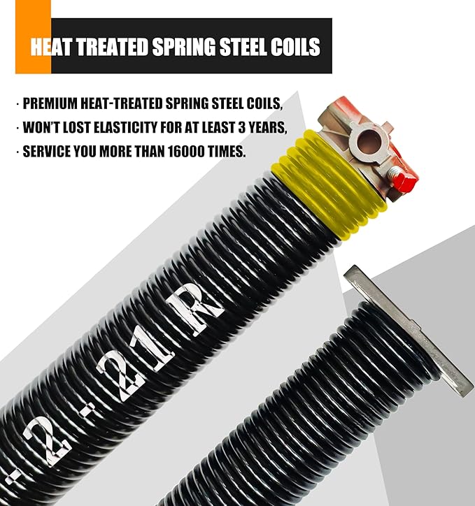 Garage Door Torsion Spring Set, Pair of 2" Electrophoresis Coated Garage...