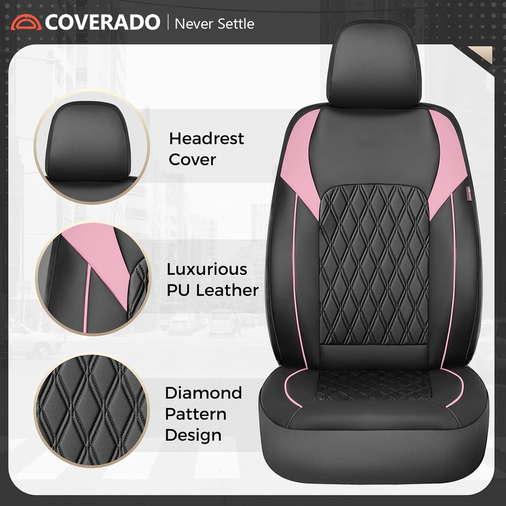 Coverado Leather Seat Covers, Waterproof Car Seat Covers Front Seats, Luxury ...