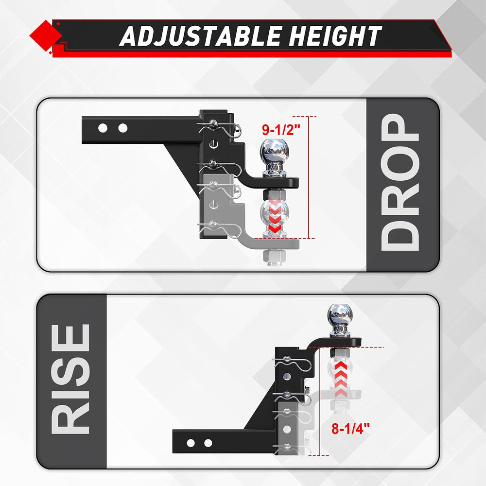 TYT Adjustable Trailer Hitch Ball Mount for 2 Inch Receiver