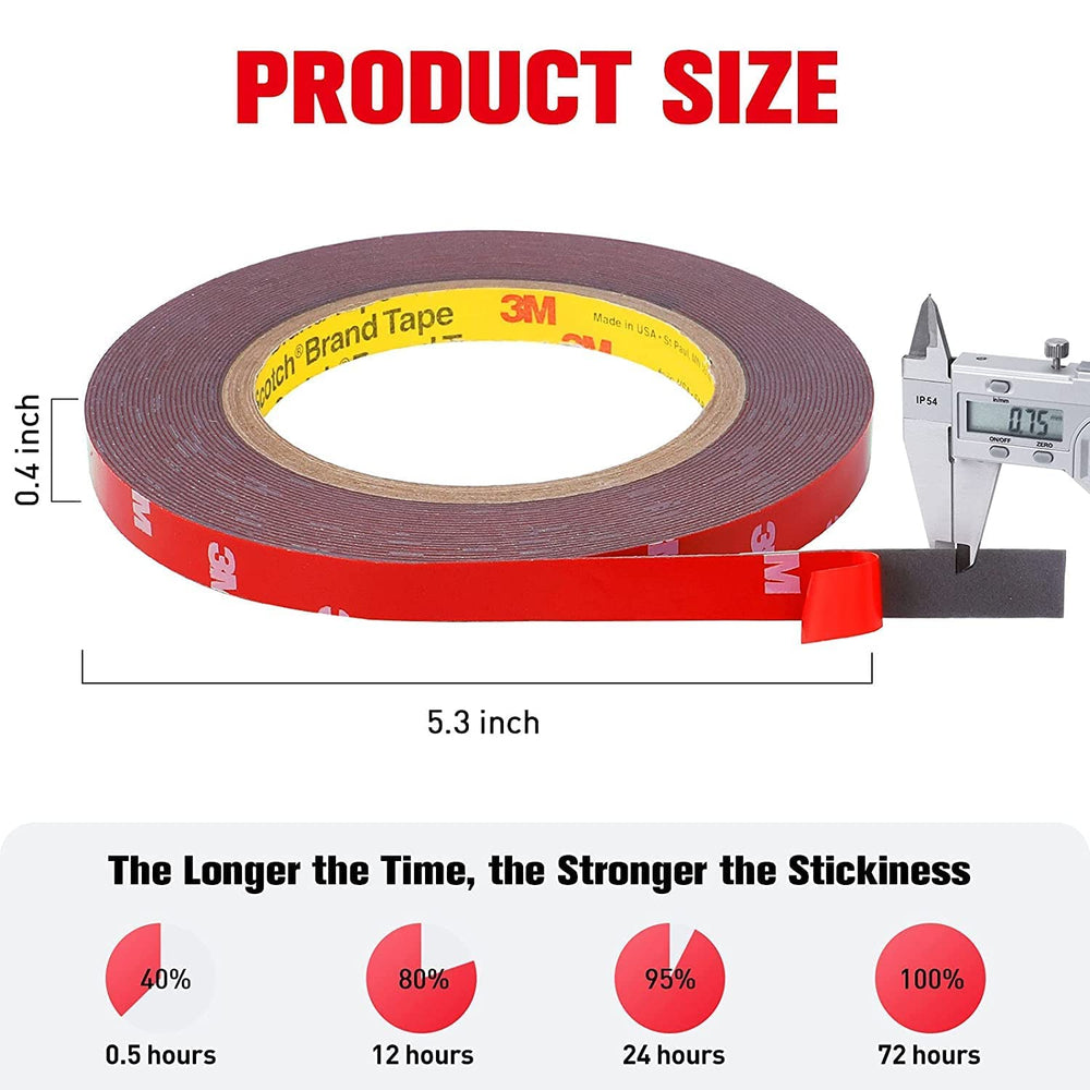 Double Sided Tape Heavy Duty, Super Strong Adhesive, 33ft x 0.4in, 2 Pack