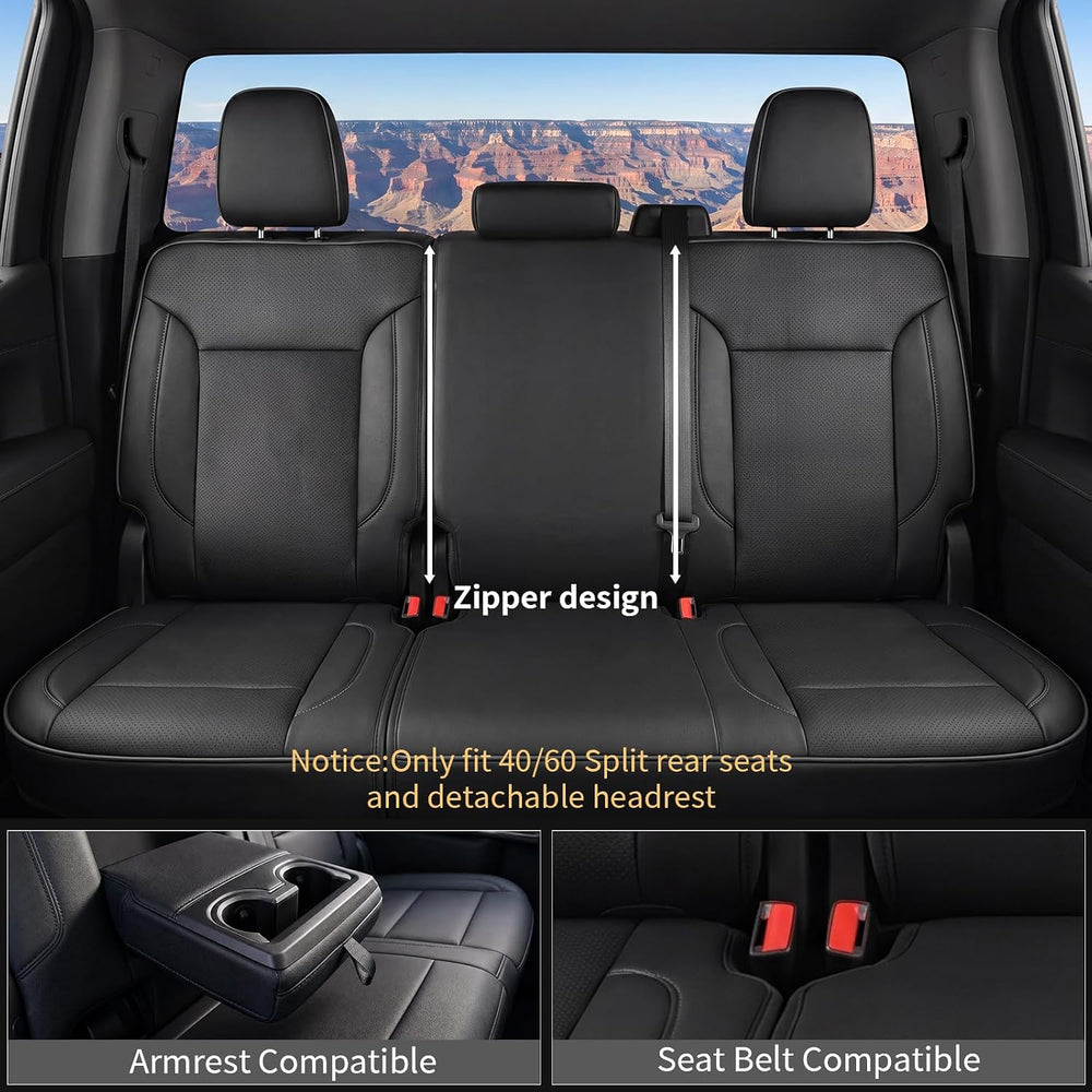 Custom Seat Covers for Silverado, Waterproof Nappa Leather Full Set Seatcover...