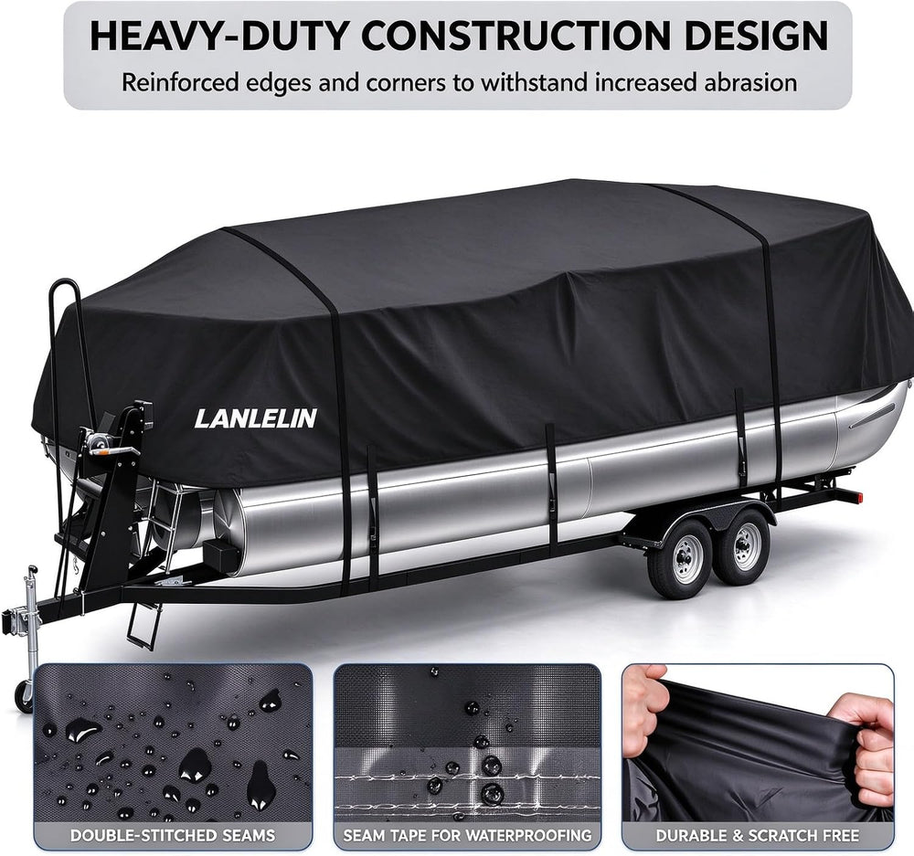 Pontoon Boat Cover 18'6''-20'1'', Heavy Duty 900D Mar...