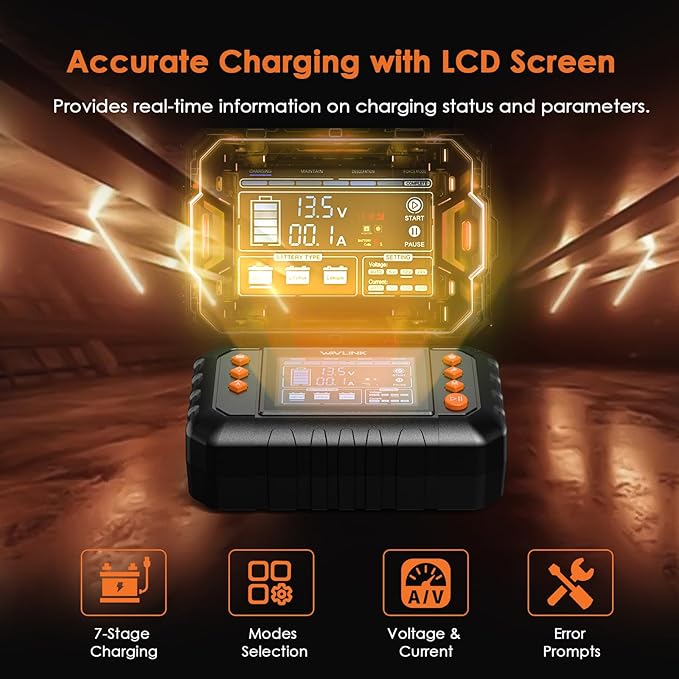 WAVLINK Smart Battery Charger, Car Battery Charger