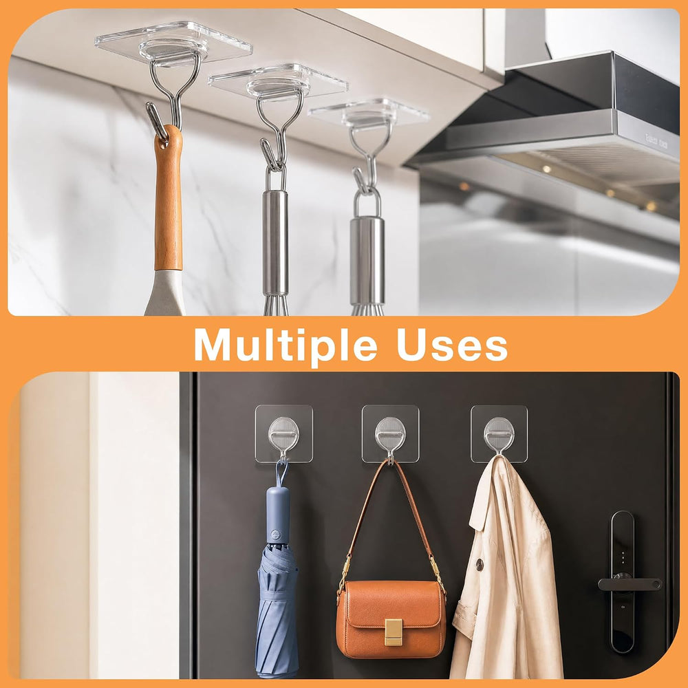 Clear Adhesive Wall Hooks Heavy Duty Hanging Sticky-100 Pack