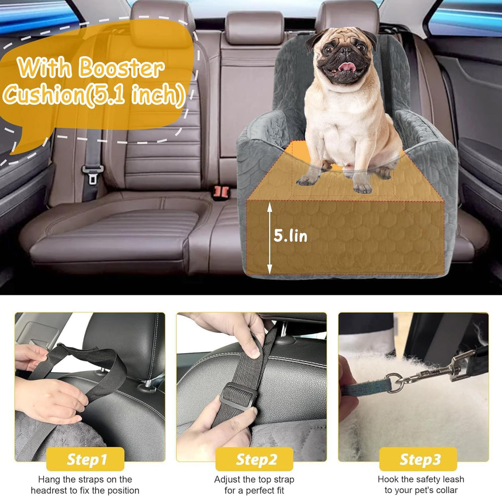 Dog Car Seat for Small/Medium Dogs, Memory Foam Dog Booster Seat, Travel Safe...
