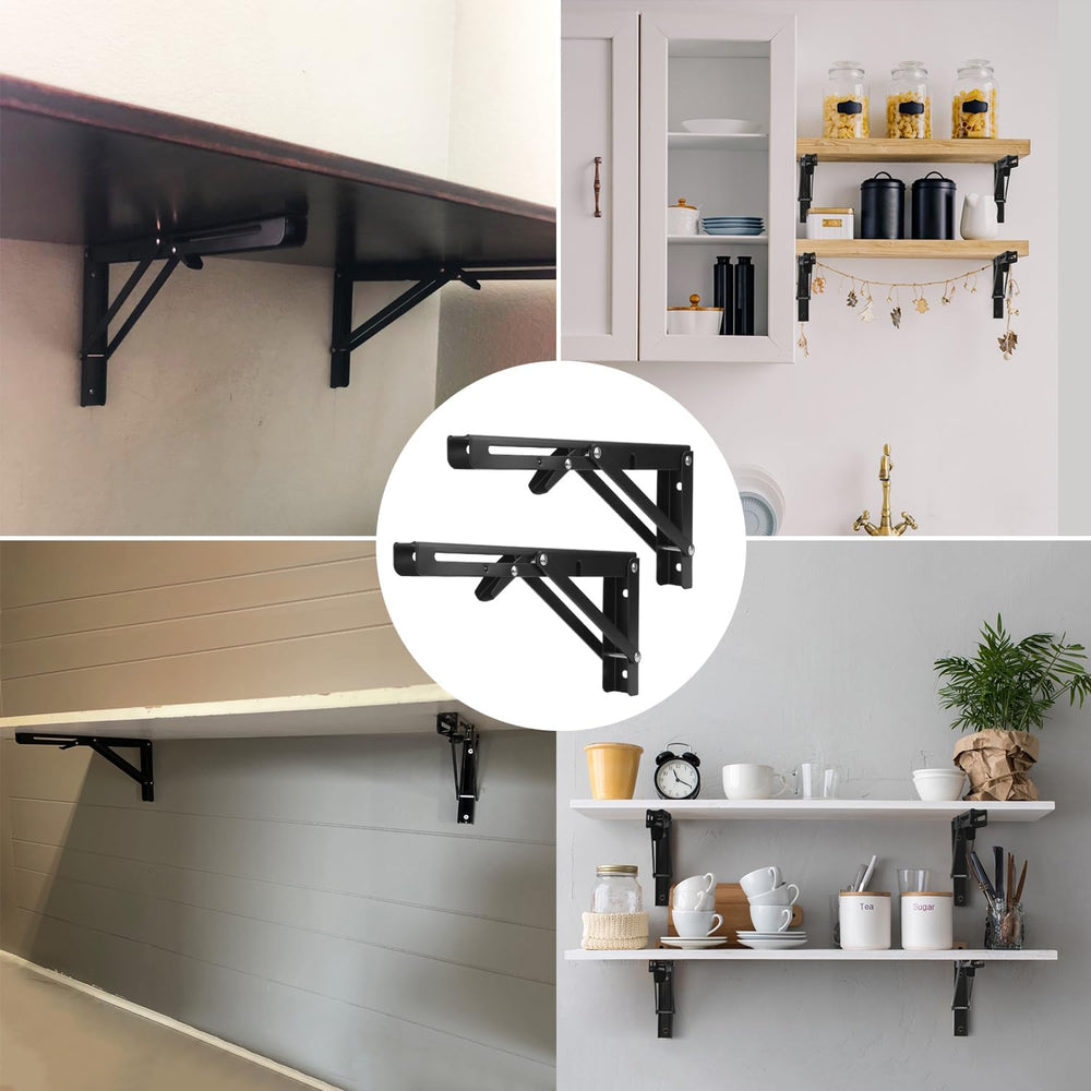 5 Pairs (10 PCS) 10 Inch Folding Shelf Brackets,Metal Collapsible Shelf Brack...