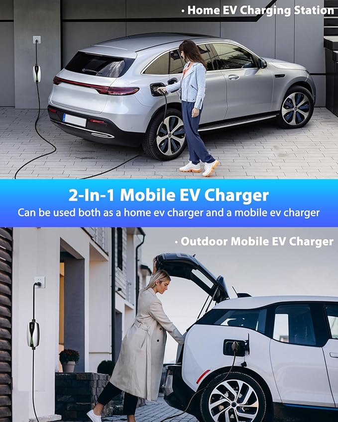 Level 1/2 EV Charger, 16Amp Electric Car Charger 25FT Cable