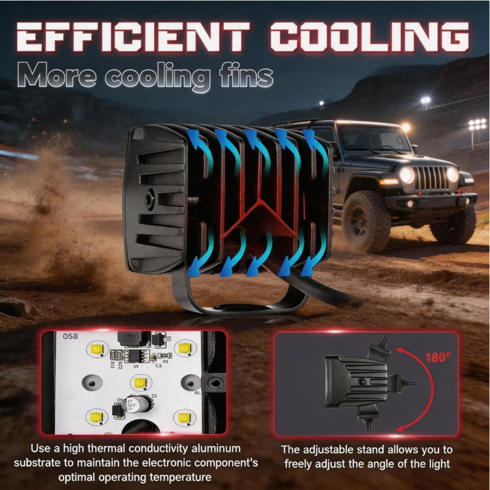 3 Inch LED Pod Lights, 2-Pack 100W CREE LED Cubes Offroad Ditch Lights