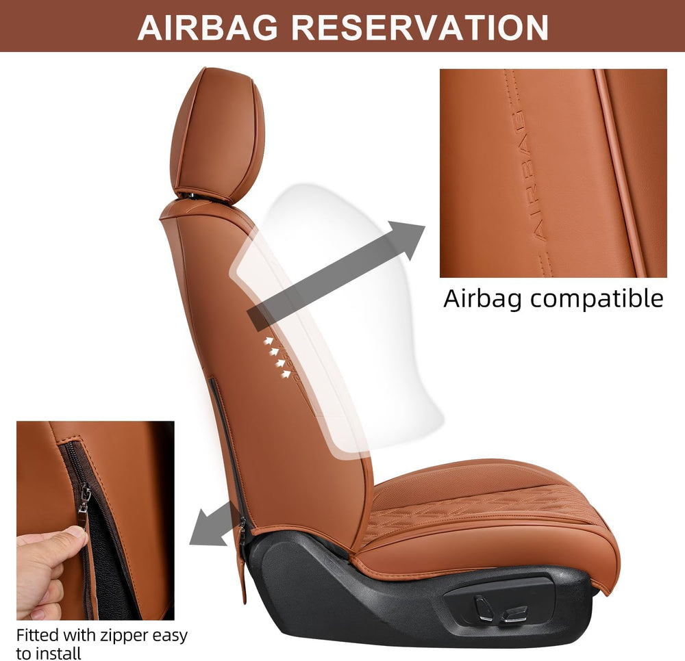 Car Seat Covers Full Set, Breathable Leather Automotive Front and Rear Seat C...