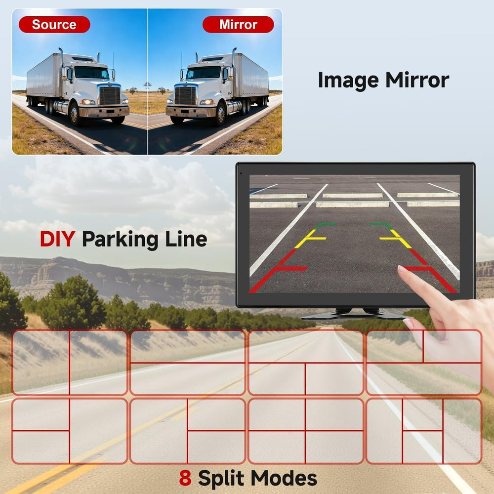 10.1 Inch 4K Touch Screen Wired RV Backup Camera System