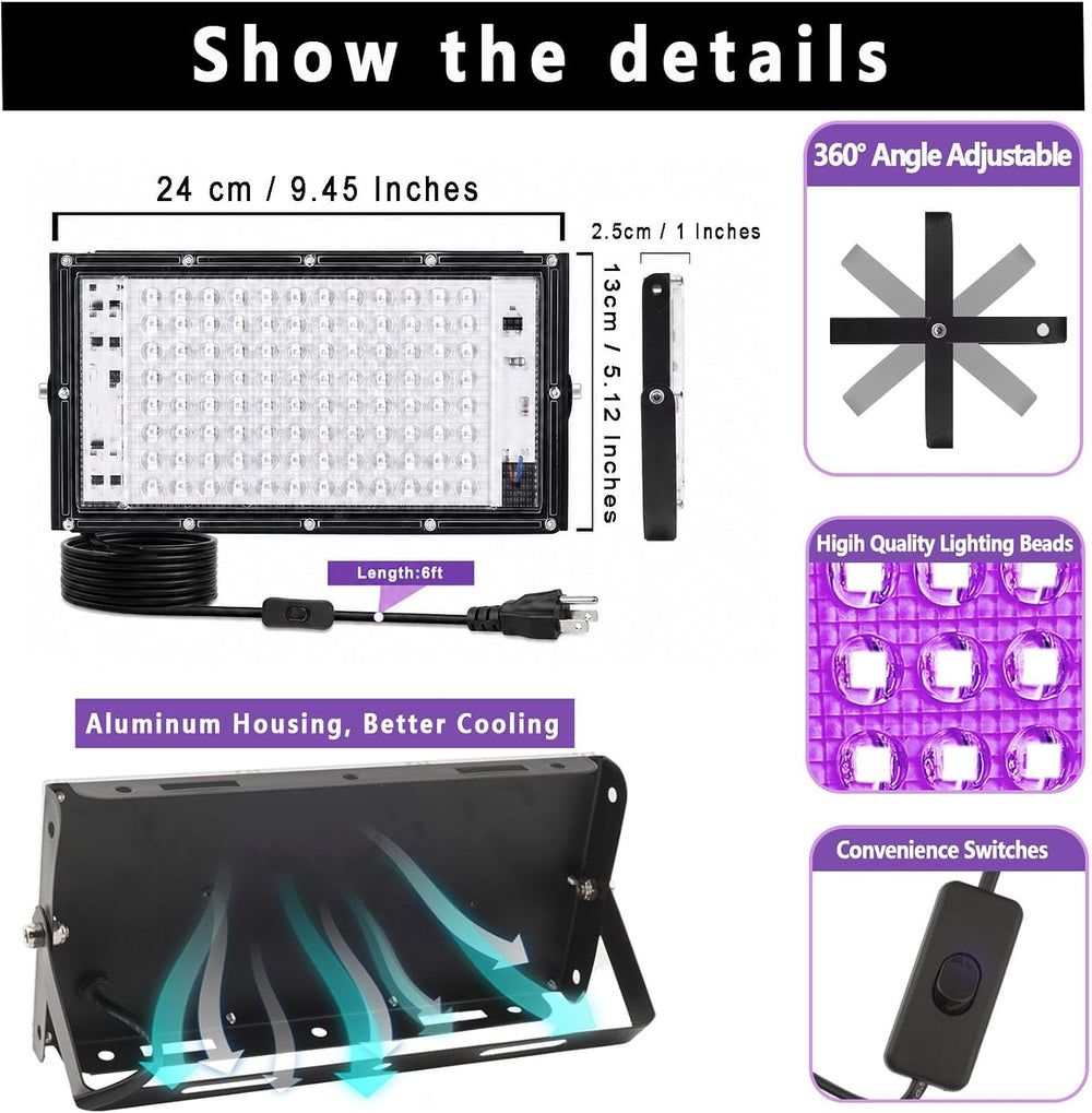 100W 3D Printer UV Resin Curing Light Kit with Dual-Power 360ยฐ Rotating Turnt...