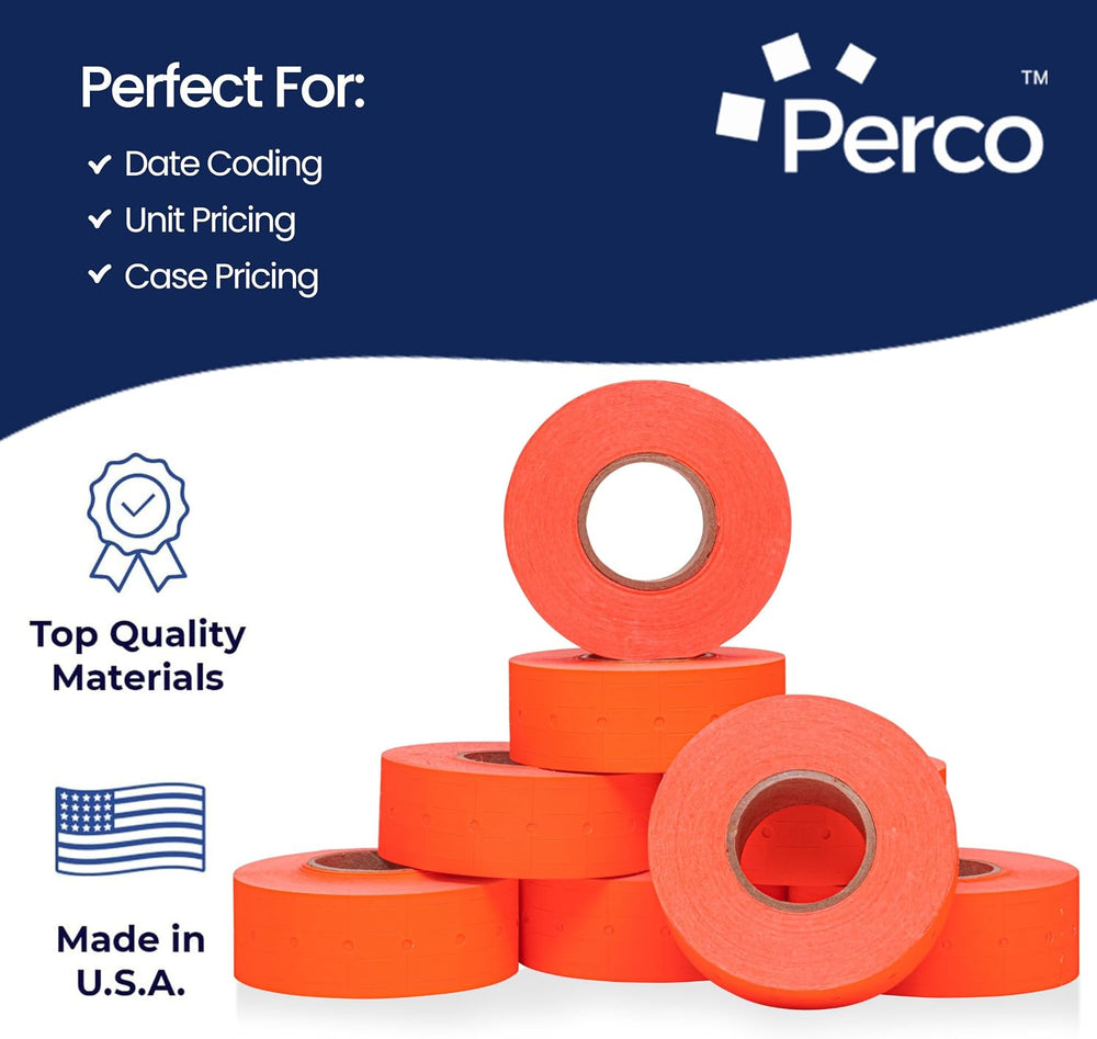 Perco 1-Line Red Blank Price & Date Gun Labels โ 80 Rolls, 80,000 Count
