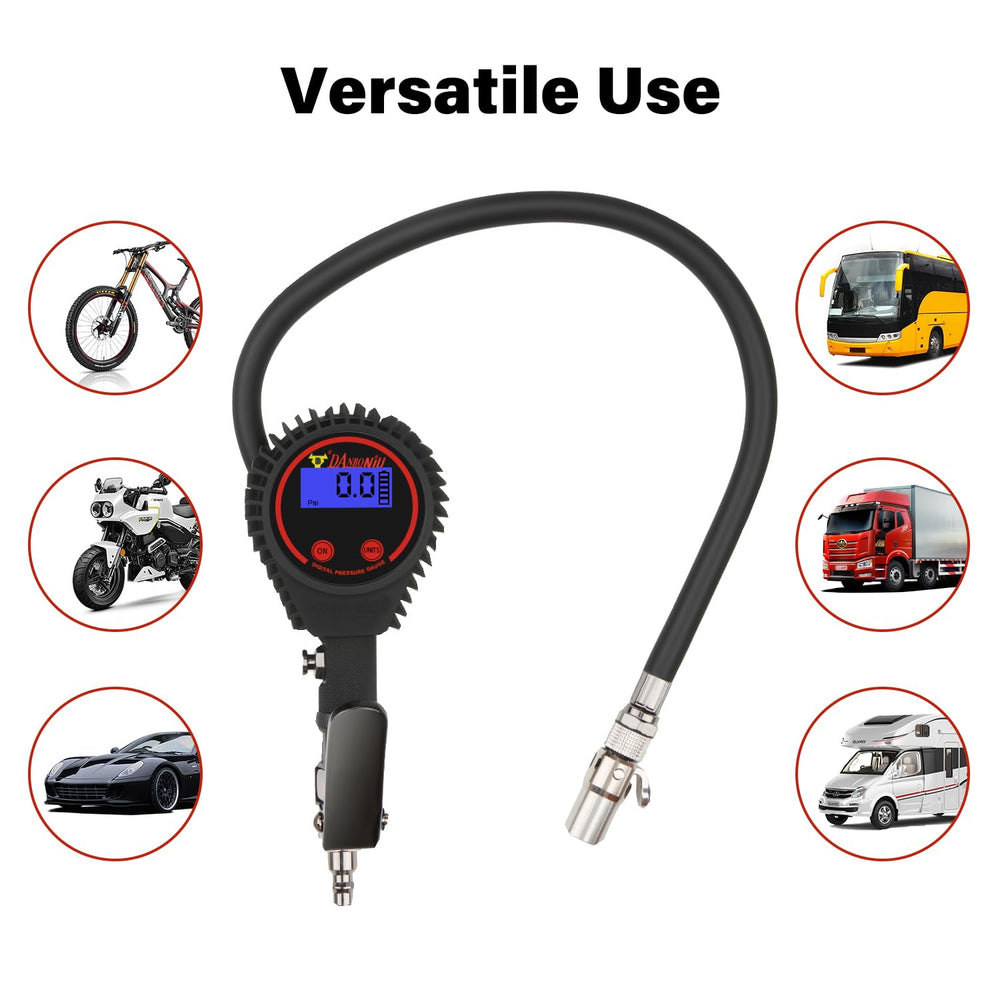 Heavy Duty Digital Tire Pressure Gauge, Air Pressure Gauge Inflator, Quick Lo...