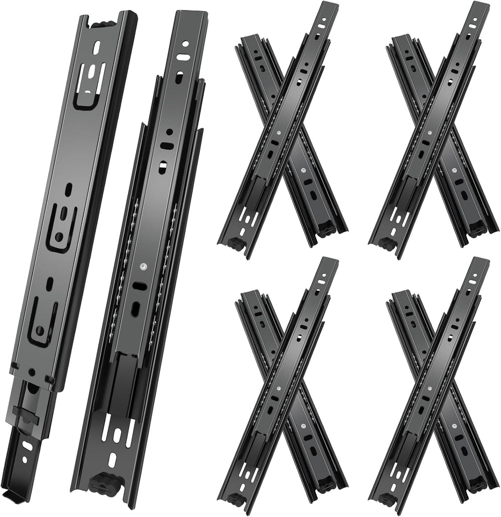 22 inch Drawer Slides 4 Pairs (8pcs) 3 fold Full Extension Side Mount Cabinet...